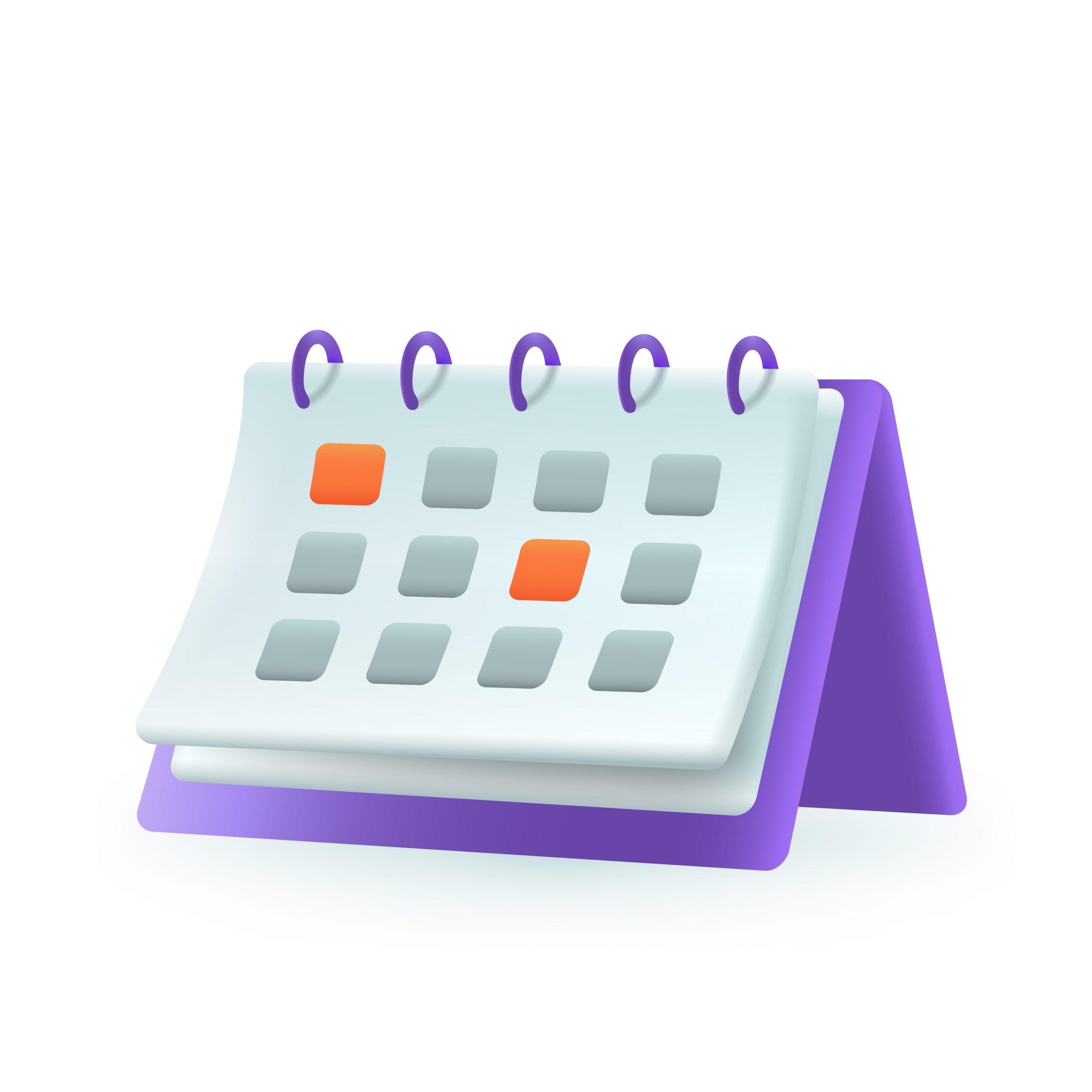 Desk calendar with marked dates 3d cartoon style icon. Planning time and meeting, scheduling flat vector illustration, Appointment, deadline, agenda, reminder, time, management concept